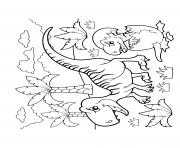 Printable dinosaur cartoon fierce dinosaur with hatching egg coloring pages