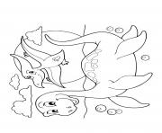Printable dinosaur cartoon plesiosaurus swimming with flying dinosaur above coloring pages