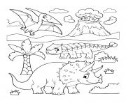Printable dinosaur triceratops ankylosaurus flying dinosaur erupting volcano coloring pages