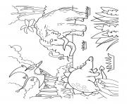 Printable dinosaur prehistoric scene dinosaurs and woolly mammoth coloring pages