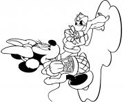 Printable Minnie giving a gift to a chipmunk coloring pages