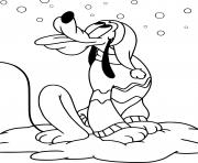 Printable Pluto eating falling snow coloring pages