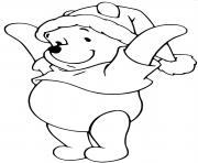 Printable Winnie the Pooh as Santa Claus coloring pages