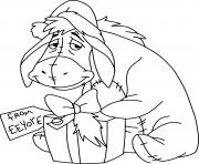 Printable Eeyore Christmas present coloring pages