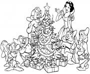 Printable Snow White seven dwarfs tree coloring pages
