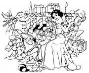 Printable Snow White dwarfs gift exchange coloring pages