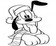 Printable Pluto wearing hat scarf coloring pages