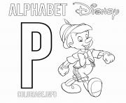 Printable P for Pinocchio Disney coloring pages
