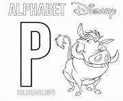 Printable P for Pumbaa coloring pages
