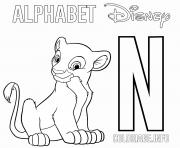 Printable N for Nala from Lion King Disney coloring pages