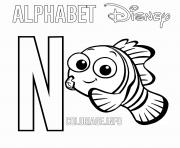 Printable N for Nemo Disney coloring pages