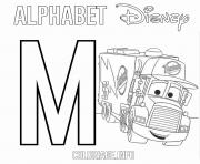 Printable M for Mack from Cars Disney coloring pages