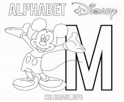 Printable M for Mickey Mouse Disney coloring pages