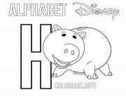 Printable H for Hamm from Toy Story coloring pages