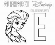 Printable E for Elsa coloring pages