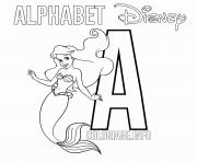 Printable A for Ariel coloring pages