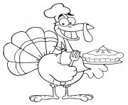thanksgiving cartoon turkey chef with pie