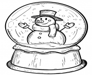Printable Christmas snow globe with snowman coloring pages