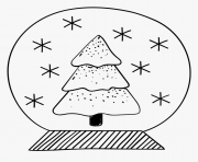 Printable cute snow globe christmas tree coloring pages