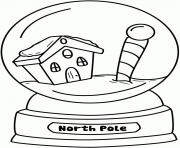 Printable north pole christmas snow globe coloring pages