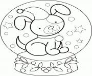 Printable snow globe for kids christmas with dog coloring pages