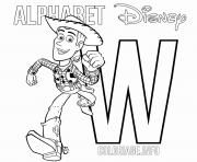 Printable Letter W Woody Alphabet Disney coloring pages