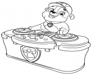 Printable Paw Patrol Lets Play DJ Rubble coloring pages