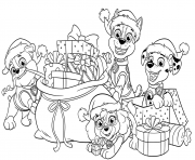 Printable PAW Patrol Christmas Gifts Page coloring pages