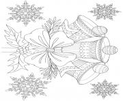 Printable christmas decorative bells snowflakes coloring pages