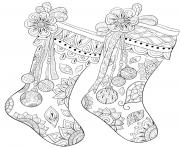 Printable christmas for adults patterned stockings coloring pages