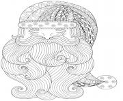 Printable christmas for adults santa claus face intricate doodle coloring pages