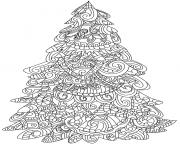 Printable christmas for adults patterned tree coloring pages