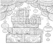 Printable christmas for adults presents baubles intricate pattern coloring pages