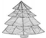 Printable christmas for adults geometric tree coloring pages