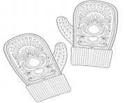 Printable christmas for adults patterned winter mittens coloring pages
