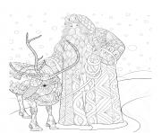 Printable christmas for adults santa claus reindeer winter coloring pages