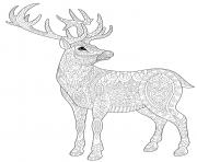 Printable christmas for adults stag deer reindeer doodle coloring pages