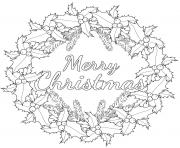 Printable christmas holly wreath merry coloring pages