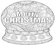 Printable christmas for adults merry snowglobe patterned coloring pages