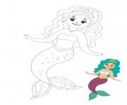 Printable Mermaid Princess with Crown coloring pages