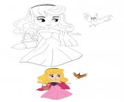 Printable Disney Princess Aurora With Bird coloring pages