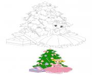 Printable Little Princess Decorating Christmas Tree coloring pages
