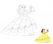 Printable Princess Belle with Rose coloring pages