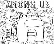 Among Us Unicorn Coloring page Printable