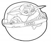 Printable baby yoda spaceship coloring pages