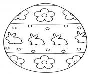 Printable easter egg template rabbit flower coloring pages