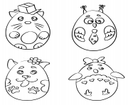 Printable cute animals in a shape of easter eggs coloring pages