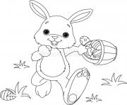 Printable rabbit smile running with eggs coloring pages