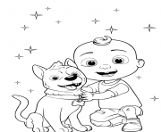 Printable baby cocomelon and his dog coloring pages