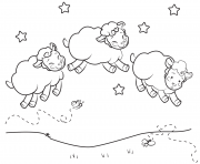 Printable Three Sleepy Sheep to Print and Color coloring pages